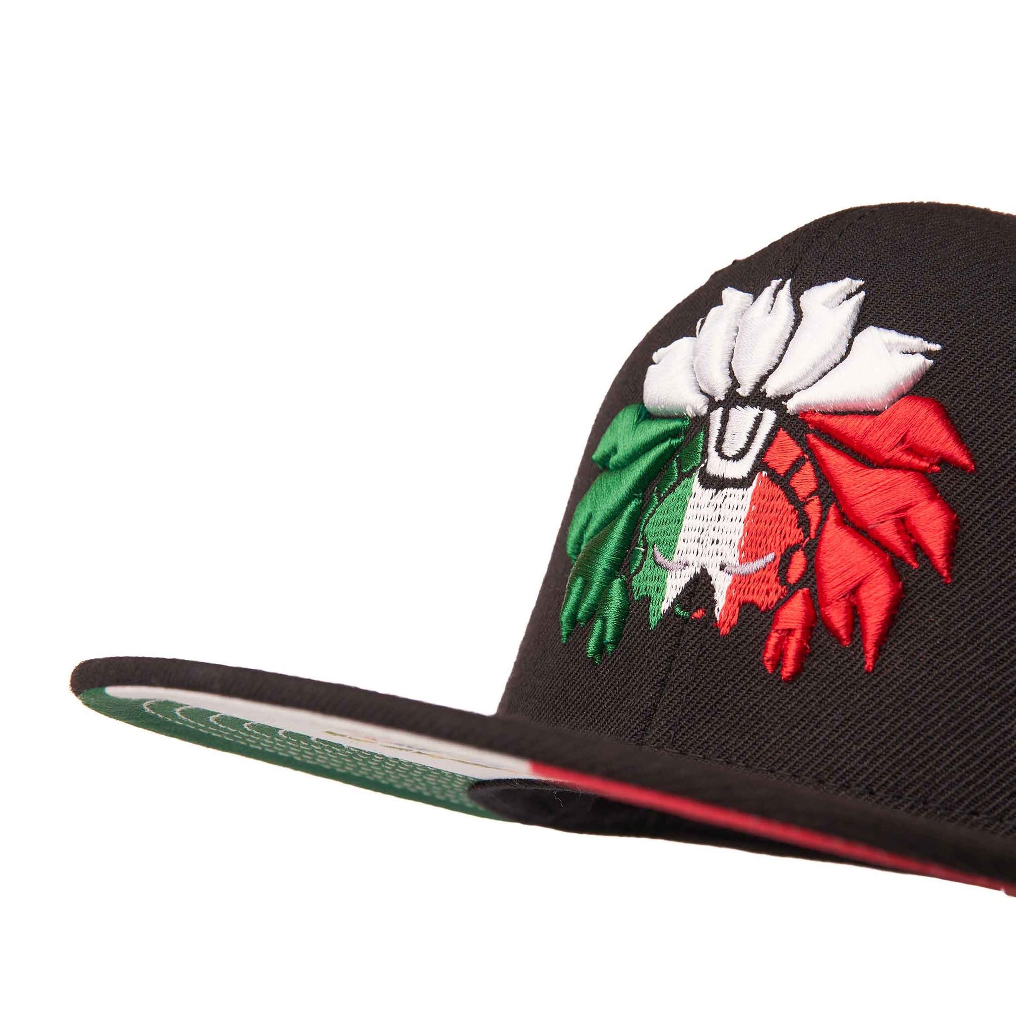 Gorra en Negro con Visera PLANA de Bandera Mexicana - Logo Patrio